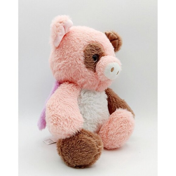 KellyToy Pink Brown Flying Pig Purple Wings Pink Eyes Plush Stuffed Animal Toy - Picture 2 of 4